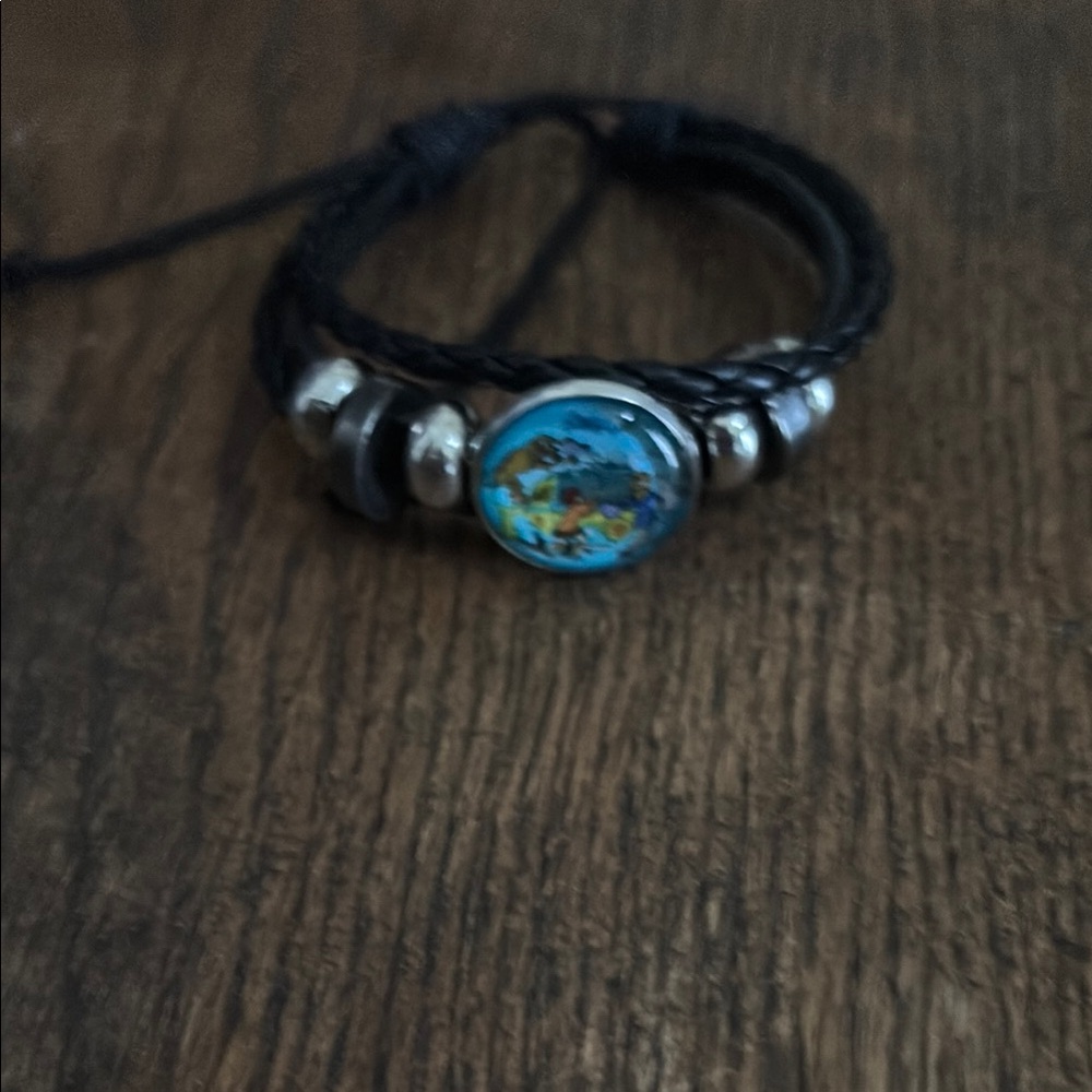 Scooby doo and gang Bohemian Black adjustable Bracelet with silver beads